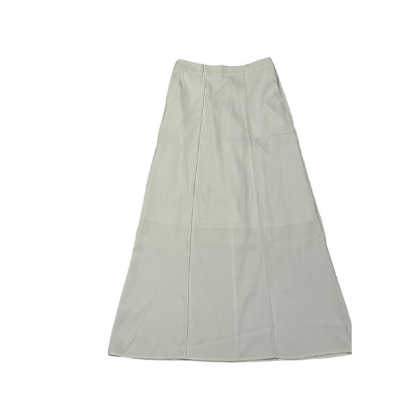 Commense Women's Small White Solid Pleated Pocketed Formal Maxi Skirt - Picture 6 of 12